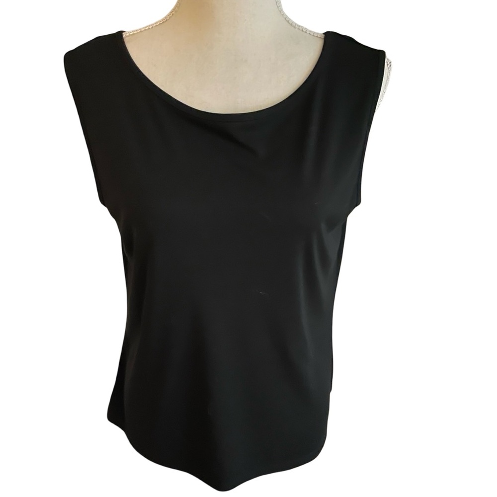 Amanda Smith black basic tank top Size medium polyester round neck sleeveless - Picture 3 of 11